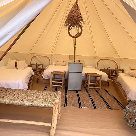 interior of a double Lux-Tend tent at Camping Turismar